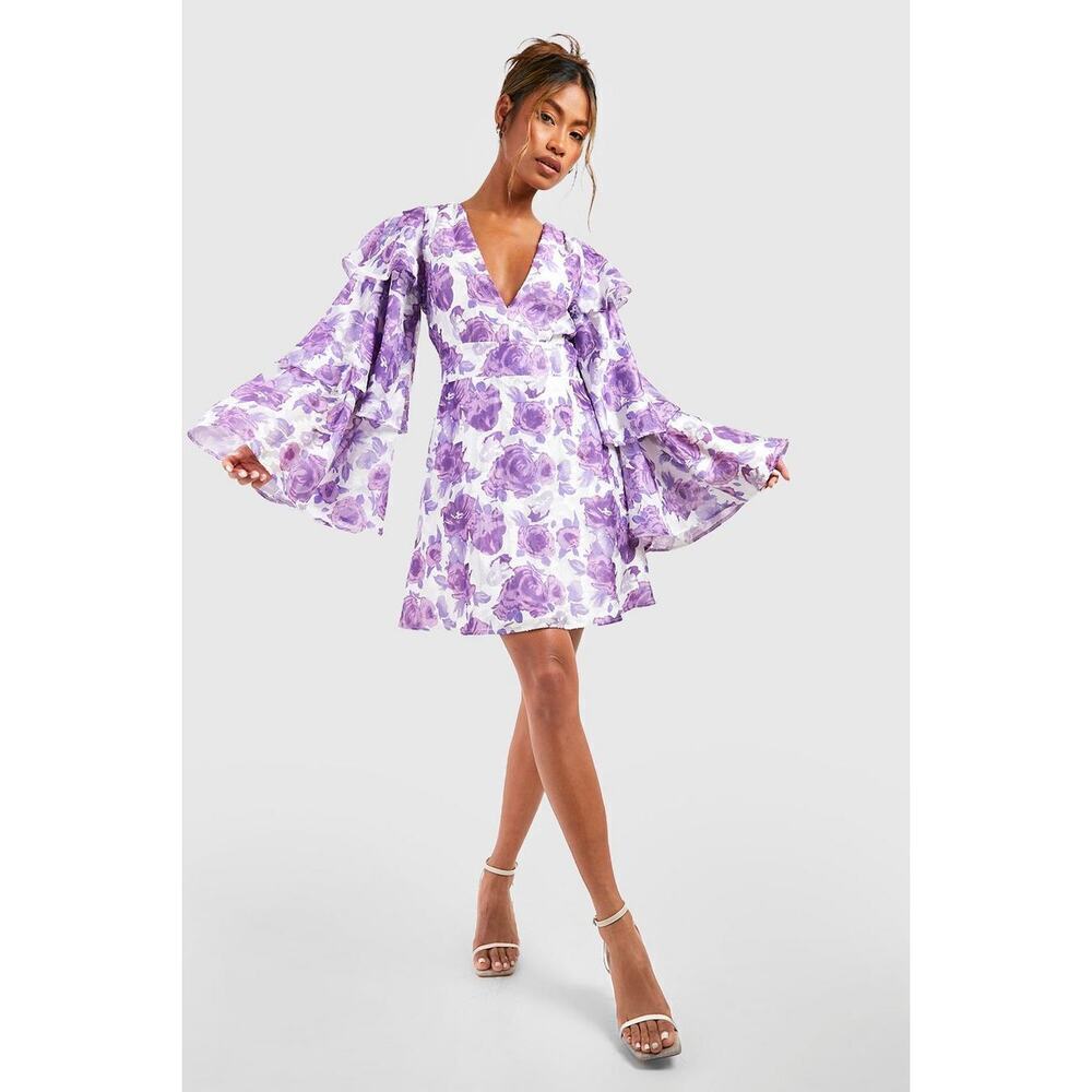 Boohoo Purple Floral Mini Dress